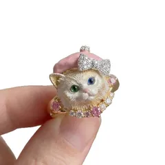 Sweet Alloy Dog Ring For Women With Electroplated Finish And Rhinestones Inlay 5