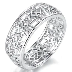 Sweet Blue Flowers Ring For Women In Zinc Alloy With Rhinestones Featuring Electroplated Finish 2