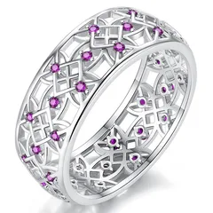 Sweet Blue Flowers Ring For Women In Zinc Alloy With Rhinestones Featuring Electroplated Finish 3