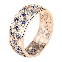 Sweet Blue Flowers Ring For Women In Zinc Alloy With Rhinestones Featuring Electroplated Finish 5
