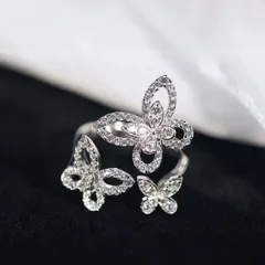 Sweet Butterfly Open Ring For Women In Gold, Copper Alloy With 18K Real Gold Electroplated Finish