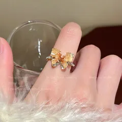 Sweet Butterfly Open Rings For Unisex In Blue Alloy Material 3