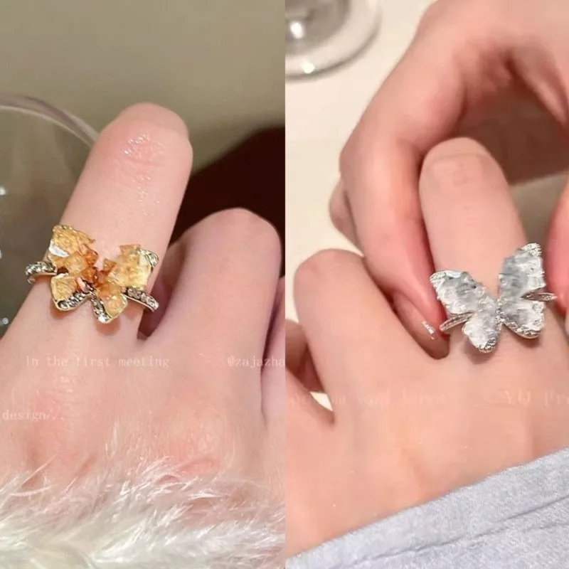 Sweet Butterfly Open Rings For Unisex In Blue Alloy Material 5