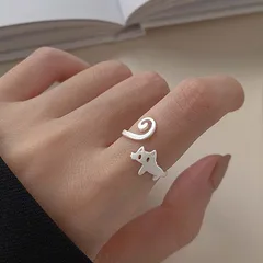 Sweet Cat Open Ring For Women In Zinc Alloy Featuring Electroplated Gold Finish