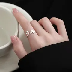 Sweet Cat Open Ring For Women In Zinc Alloy Featuring Electroplated Gold Finish 3