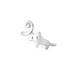 Sweet Cat Open Ring For Women In Zinc Alloy Featuring Electroplated Gold Finish 5