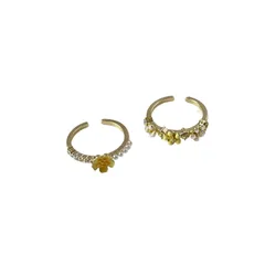Sweet Daisy Ring For Women In Yellow Alloy With Imitation Pearl Inlay 5