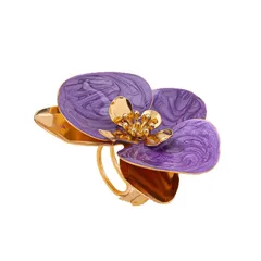 Sweet Fashionable Ladies Rings New Trendy Jewelry Alloy Geometric Pattern Simple Style Electroplated Flower Petal Design For Women 5