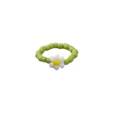 Sweet Flowers Beading Ring For Women Featuring Rice Beads And Elastic Cord Inlay 3