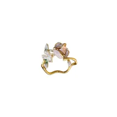Sweet Flowers For Women Metal Ring Featuring Pearl Inlay, Gold Plated Finish, 1 Piece 3