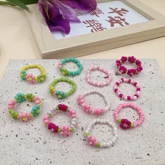 Sweet Seed Bead Ring For Women Featuring Flowers Design, 1 Piece