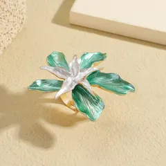 Sweet Flowers Open Ring For Women, 1 PCS Package, Golden Plated Alloy With 0.03µm-0.05µm Thickness 5