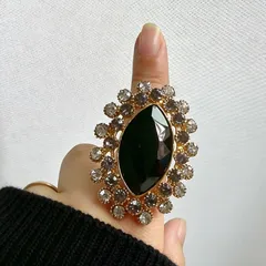 Sweet Flowers Open Ring For Women With KC Golden Plated 0.03µm-0.05µm Thickness And Rhinestones, 1 PCS Package