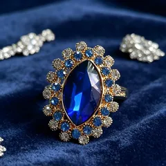 Sweet Flowers Open Ring For Women With KC Golden Plated 0.03µm-0.05µm Thickness And Rhinestones, 1 PCS Package 4