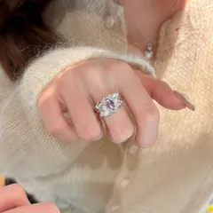 Sweet Flowers Ring For Women In Purple Copper With Electroplated Gold Plating 3
