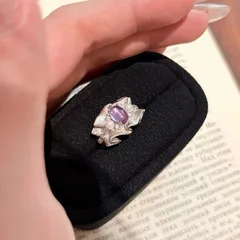 Sweet Flowers Ring For Women In Purple Copper With Electroplated Gold Plating 4