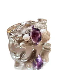 Sweet Flowers Ring For Women In Purple Copper With Electroplated Gold Plating 5