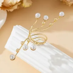 Sweet Golden Geometric Rings Featuring Imitation Pearl Jewelry Accessories 3