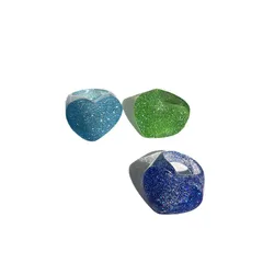 Sweet Heart Shape Acrylic Rings With Sequins And Leaf Design In Pink, 3 Pieces Set 5