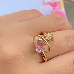 Heart Shape Open Ring For Women In Alloy With Rhinestones Inlay, Featuring Ins Style Design