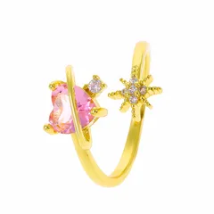 Heart Shape Open Ring For Women In Alloy With Rhinestones Inlay, Featuring Ins Style Design 4