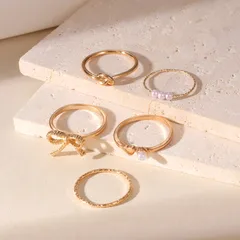 Sweet Heart Shape Ring For Women In Gold Alloy Featuring Electroplated Finish, 1 Set 2