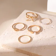 Sweet Heart Shape Ring For Women In Gold Alloy Featuring Electroplated Finish, 1 Set 3