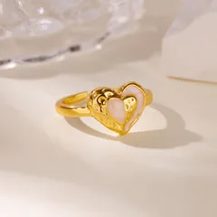Sweet Heart Shape Open Ring For Women In Copper With 18K Real Gold Plating And Zircon Inlay 4