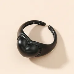 Sweet Heart Shape Open Ring For Women In Golden Metal 2