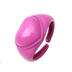 Sweet Heart Shape Open Ring For Women In Golden Metal 5