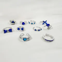 Sweet Heart Shape Open Ring For Women, 1 Set Alloy Electroplated With Artificial Gemstones 4