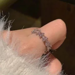 Sweet Heart Shape Open Ring For Women In Natural Pink Zinc Alloy With Zircon Inlay, Electroplated Finish 2