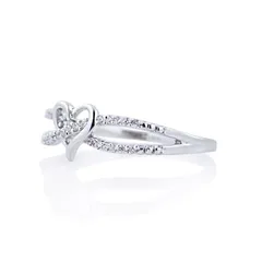 Sweet Heart Shape Ring For Women In Silver Plated Metal With Rhinestones Featuring Electroplated Craftsmanship 3