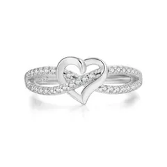 Sweet Heart Shape Ring For Women In Silver Plated Metal With Rhinestones Featuring Electroplated Craftsmanship 4