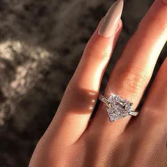 Sweet Heart Shape Ring For Unisex Featuring Silver Alloy Material And Zircon Inlay With Electroplated Finish 2