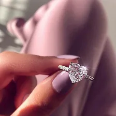 Sweet Heart Shape Ring For Unisex Featuring Silver Alloy Material And Zircon Inlay With Electroplated Finish 3