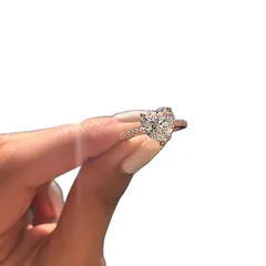 Sweet Heart Shape Ring For Unisex Featuring Silver Alloy Material And Zircon Inlay With Electroplated Finish 5