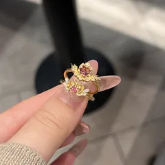 Sweet Heart Shape Ring For Women In Purple Copper With Zircon Inlay, Featuring Electroplated Finish 2