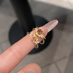 Sweet Heart Shape Ring For Women In Purple Copper With Zircon Inlay, Featuring Electroplated Finish 3