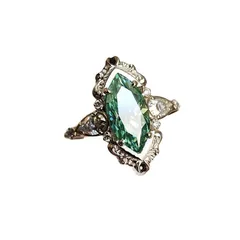 Sweet Horse Eye Ring For Unisex Featuring Green Zircon Inlay And Electroplated Alloy Material 5