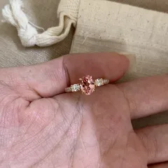 Sweet Natural Pink Copper Egg Open Ring For Women With Zircon Inlay