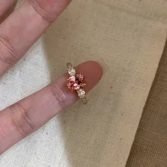 Sweet Natural Pink Copper Egg Open Ring For Women With Zircon Inlay 3