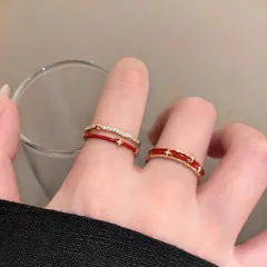 Sweet Red Star Adjustable Ring For Women In Electroplated Alloy
