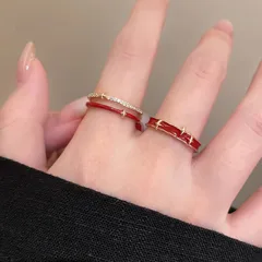 Sweet Red Star Adjustable Ring For Women In Electroplated Alloy 3