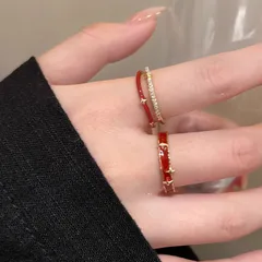 Sweet Red Star Adjustable Ring For Women In Electroplated Alloy 4