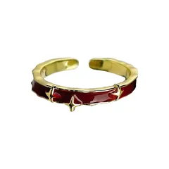 Sweet Red Star Adjustable Ring For Women In Electroplated Alloy 5