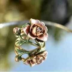Sweet Rose Open Ring For Women In Alloy With Electroplated Finish