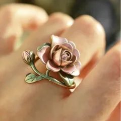 Sweet Rose Open Ring For Women In Alloy With Electroplated Finish 2