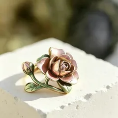 Sweet Rose Open Ring For Women In Alloy With Electroplated Finish 3