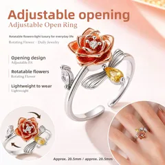 Sweet Rose Open Ring For Women In Copper Featuring Rotatable Craftsmanship, Ideal Anxiety Jewelry